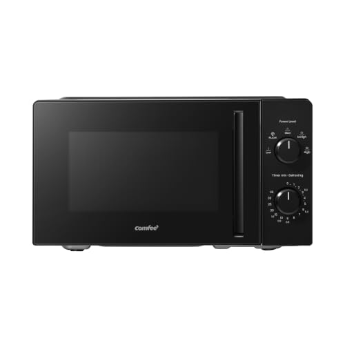COMFEE' Mikrowelle CMO-MM20L2NFPE(BK), Schwarz, 20 Liter, 700 W, 5 Leistungsstufen, Schnelles Auftauen, Einfache Reinigung, Manueller Timer, Kompaktes Design, Ideal für kleine Küchen