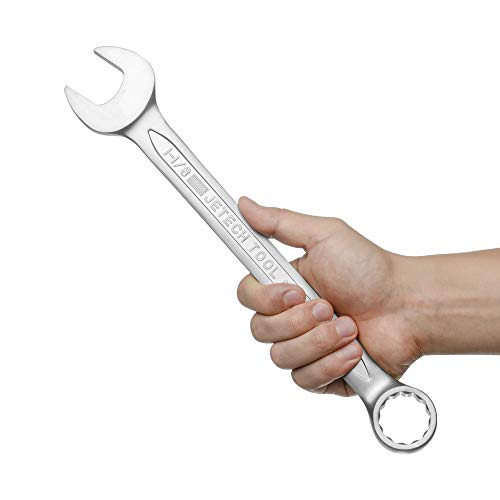 Image of Jetech 1-1 /8 Inch Combination Wrench - Industrial Grade Spanner with 12-Point Design, 15-Degree Offset, Durable Chrome Vanadium Steel, Forged, Heat-Treated, SAE
