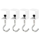 QUARKZMAN 4 Stück Tischhaken-Klemme 0.2"-1.4" Klemmbereich Taschehaken Für Backpack Tisch Handtasche Kleidung Tragbarer Tischmontage-Taschenhalter Hakenklemme Weiß