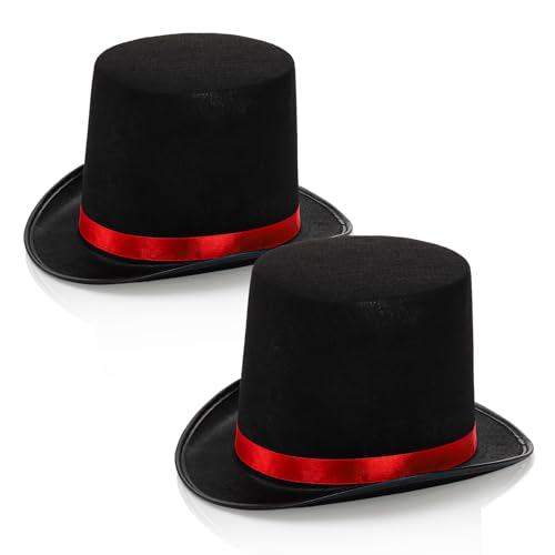 Pumtus Black Felt, 2-Pack Unisex Tropical Top Magician & Formal mexican linearly Vibrant Band Hats - Cosplay & Halloween