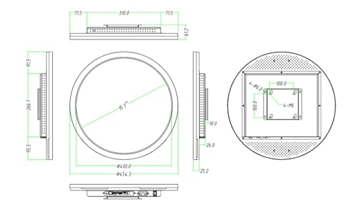 Image of 15.7 Inch (Dia.400mm Viewable) Round LCD Display Screen, with Capacitive Touch (Optional), Cloud /APP /USB Disk