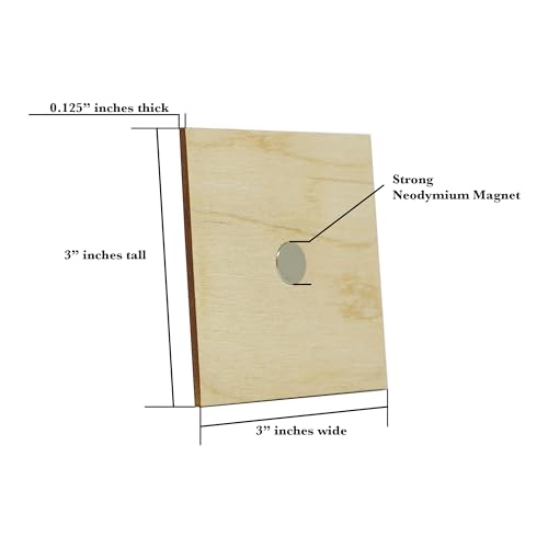 Imanes decorativos de madera 3 x 3 pulgadas miniatura 2