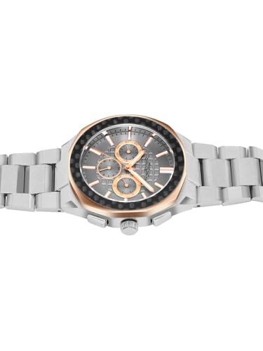 Image of French Connection Textured Grey Round Dial with Stainless Steel Multifunction Watch for Mens - FCH27SM