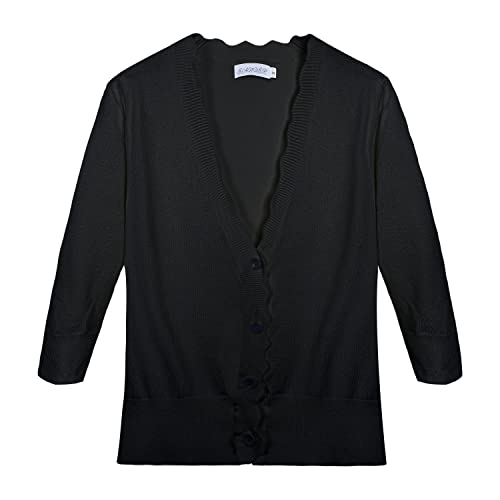 Women's Short Sleeve Cropped Cardigan Button Down Sweater Lightweight Knit Shrugs4