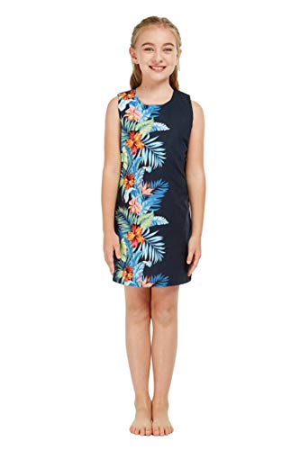 Image of Matchable Family Hawaiian Luau Men Women Girl Boy Clothes in Orchid Paradise Navy