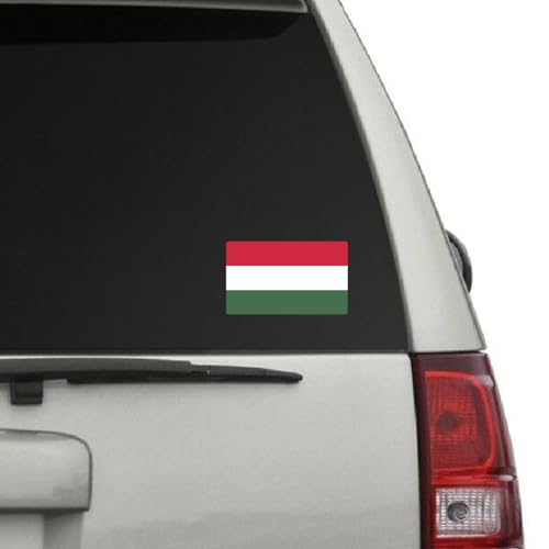 Image of World Country Flag Decal Stickers - Two Pack - for Cars Windows Bumpers Laptops Tablets Tumblers Cups Walls (Hungary)