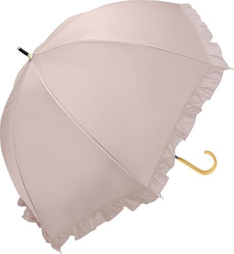中谷-傘 ドーム型 フリル 日傘 ダスティーモカ 完全遮光 100 親骨50cm 婦人 長傘 手開き 晴雨兼用 傘 UV 女性 レディース フレンチ フリル ドーム UVカット UPF50 遮熱 遮光 ピンクのサムネイル