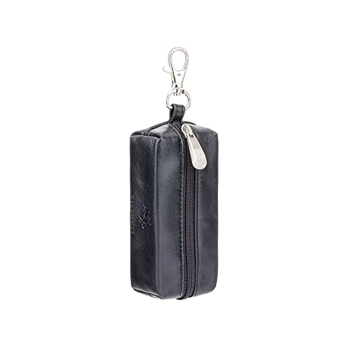 Visconti MZ18 Monza Genuine Leather Key Ring Zippered Coin Pouch (Black)2