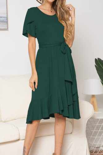 levaca-Womens-Plain-Casual-Flowy-Short-Sleeve-Midi-Dress-with-Belt