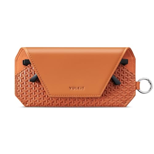 Image of VULKIT Portable Leather Eye Glasses Case for Women & Men, Slim Sunglass Case, Unisex Eyeglass Case