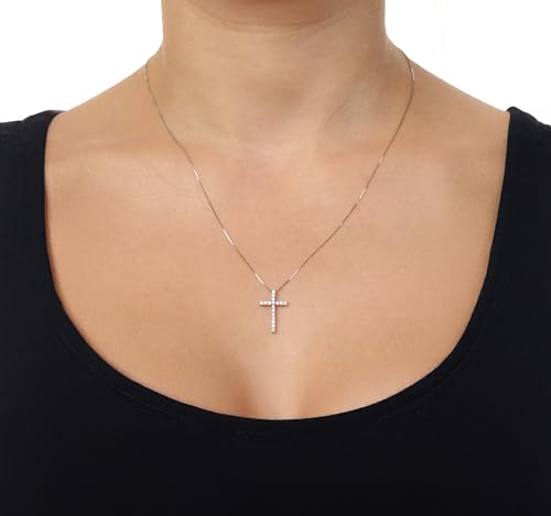Lavari Jewelers 1/4 to 1 Carat Lab Grown Diamond Cross Pendant Necklace for Women - 10k White Gold Pendant - 18 Inch Long Chain Necklace (G-H, VS2-SI1, 0.25 to 1 cttw) Spring Ring2