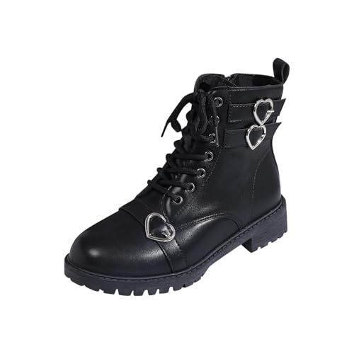 Bottines femme noir à lacets avec bout rond et talon bas confortable en 39.5