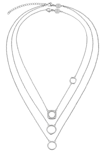 Breil, Collezione New Tetra, Set Collane da Donna in Acciaio Specchiato, con Pendenti Geometrici Iconici e Pratica Chiusura a Moschettone,...