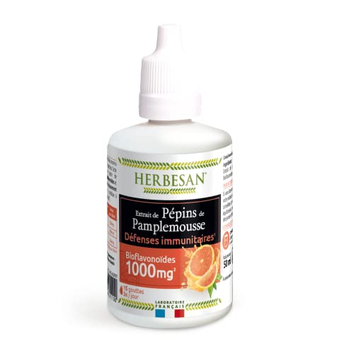 HERBESAN® - EXTRAIT DE PÉPINS DE PAMPLEMOUSSE - Titré en flavonoïdes à 1000 mg - Défenses immunitaires- Flacon compte-goutte de 50ml Cover