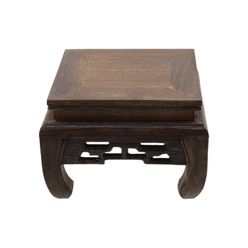 Carved square wooden pedestal base for decor