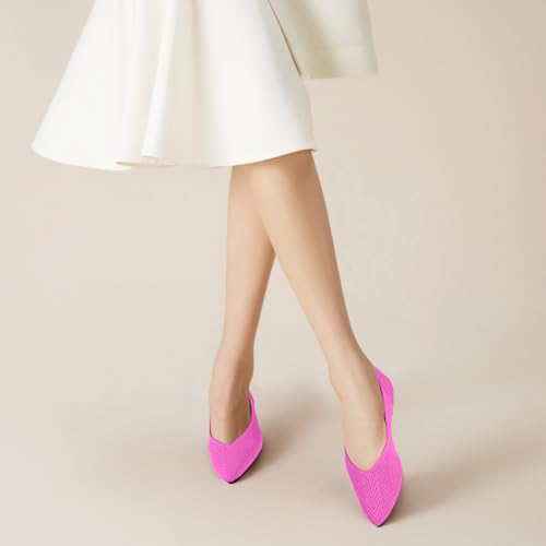 Image of Pointed Toe Flats for Women Knit Ballet Flats Women's Comfortable Dress Shoes Casual Business Work