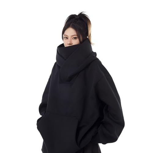 [Maplefea] メンズ ハイネック パーカー ボリュームネックパーカー 人気 秋 冬服 男女兼用 大きいサイズ ポケット付き 裏起毛 暖かい 防寒 無地 シンプル カジュアル スウェットカジュアル ストリート系 ゆったり おしゃれ 機能 プルオーバー