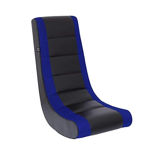 The Crew Furniture 512090 Classic Video Rocker Black/Blue Mesh Racing Stripe