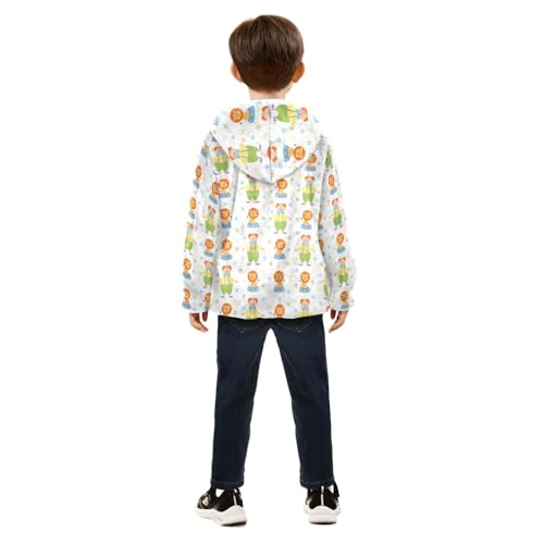 Cute Circus Lion and Clown Girls Fleece Jacket Girls Fall Jacket Girls Zip Up Hoodie Girls Sherpa Jacket 2-10T4