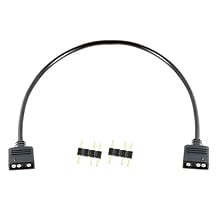 ARGB Extension Cable, 5V 3Pin 1 to 1 Addressable RGB Splitter Cable, Extension Connector Cord Wire with 1 Pack Male 3 Pin Plugs for Extend PC Computer Fans, LED Light Strips
