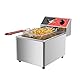 CROSSON 8L Professionelle Elektrische Fritteuse,3250W Kommerzielle Elektrische Fritteuse aus Edelstahl mit Korb, Temperaturkontrolle 80-200°C Schnelles Erhitzen für Restaurant und Zuhause
