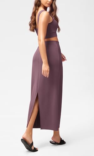 Image of ODODOS Modal Soft Maxi Skirt for Women, Back Slit High Waist Casual Long Pencil Skirts