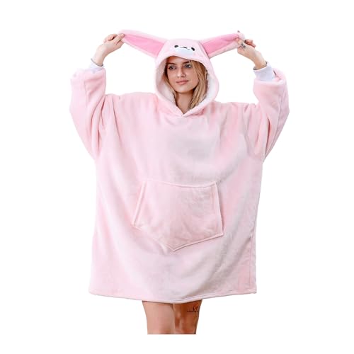 C hello cloud Oversized Sherpa Hoodie Blanket — Pink