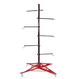 ECOTRIC 72In Universal Auto Panel Tree Paint Rack Stand Holder with Adjustable Center Post, 6 Hook Levers Hang Automotive Panels, Doors, Fenders, Bumpers, Hoods - Powder Coated Black Red