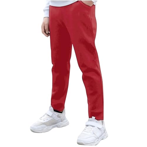 Pantalones Deportivos de Algodón para Niños y Niñas,Cintura Elástica Alta Pantalon Chandal con Bolsillos Holgados Casual Color Sólido Pantalón Deporte Cómodo Jogger Pants Ropa Niño 2-15 Años