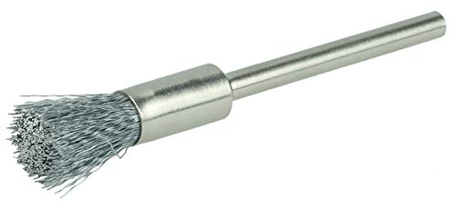 Image of Weiler 26098 0.003 inch Wire Size, 3 /16 inch Diameter, 1 /8 inch Stem Size, Steel Bristles, Miniature End Brush, Made in the USA