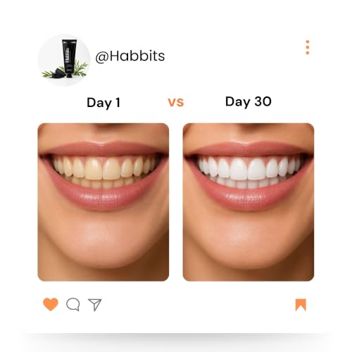 Image of Habbits Te-Cha Teeth Whitening Toothpaste - 100g | Tooth Stain Remover & Teeth Whitener | Enamel Safe Oral Care | Fights Plaque & Bad Breath | SLS & Floride Free | Activated Charcoal, Tea Tree & N-hap