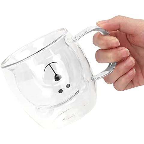 Taza Doble De Oso De 250 Ml Con Asa Taza De Oso Linda Taza De Café De Té Taza De Leche Pareja Taza De Vidrio Doble Divertido Regalo De Cumpleaños Del Día De San Valentín Para El Hogar Cover