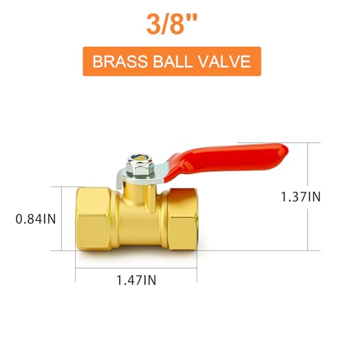 Image of GASHER 3PCS 3 /8 Inch Brass Mini Ball Valve, Shut Off Valve, 3 /8 Inch FNPT Thread Pipe Fitting
