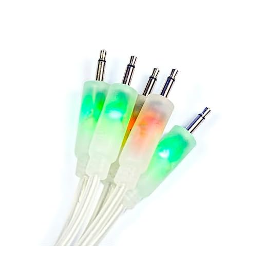 Heinakroon LED CV Patch Cables Eurorack Modular Test Leads, 5-Pack (23.6), Transparent