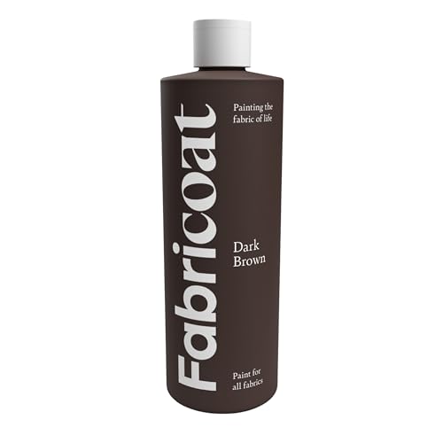 Pintura para telas Fabricoat - Restaura o cambia el color de cualquier tela - Pinta directamente sobre la tela - Transforma cualquier cosa - Sofás, pantallas de lámparas (500 ml, marrón oscuro)