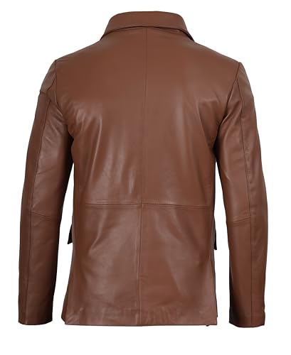 Image of fjackets Mens Leather Jacket - Real Lambskin Leather Blazer, Notched Collar Sport Coat for Men