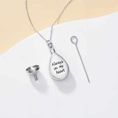 Diamond Tree of Life Urn Necklace for Ashes 925 Sterling Silver Family Tree of Life Keepsake Cremation with Funnel Filler Ash Holder Memorial Jewelry Gifts for Women,18+2 inch4