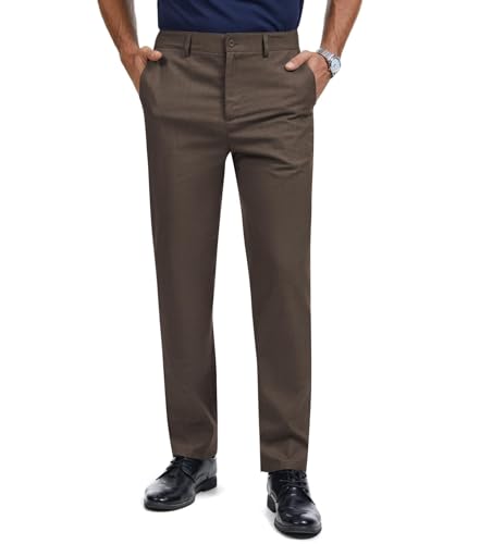Image of Men's Tall Classic Fit Flex Flat Front Dress Pants Formal Pants for Business & Office