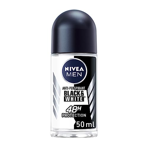 NIVEA MEN Black & White Original Anti-Perspirant Roll On (50ml), 72hr Anti-Sweat Roll On Deodorant for Men, No Stains on Black and White Clothes
