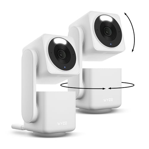WYZE Cam Pan v4 (2-Pack) 4K Smart Home Security Camera System AI Indoor/Outdoor Monitor for Baby/Pet/Person/Vehicle Color Night Vision 360 Pan/Tilt 2.4G&5G Works with Alexa & Google Assistant
