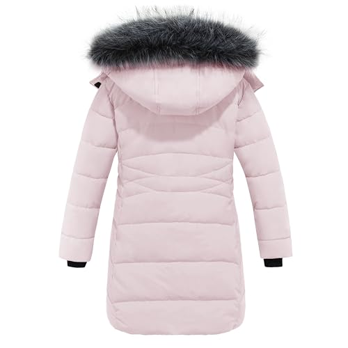 Image of wantdo Girls Winter Coats Long Puffer Jackets Fleece Lined Removable Hood