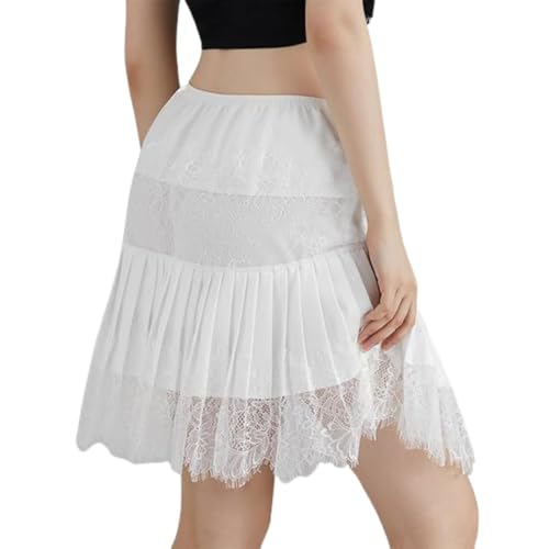 Lace Skirts, Y2K Lace Skirts for Women with Ruffle Floral, Widened Low Waist Layered Slip Skirt S-3XL2