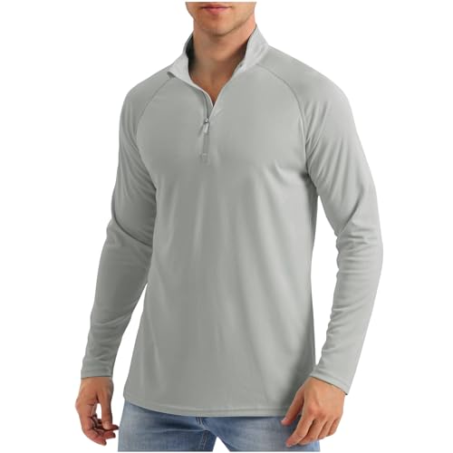 Mens Swim Shirts Long Sleeve Rash Guard Zip Up Swimming Shirts Comfy Sun Suits Outdoor Fishing Shirts Workout Shirts