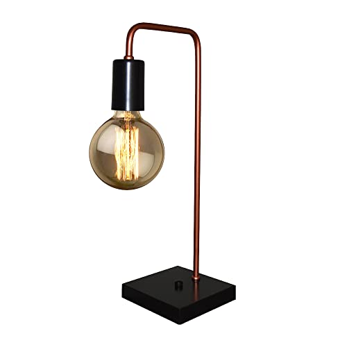 Abajur Luminaria De Mesa - Estilo Retrô na cor Preto com cobre - Ideal para escritório, home office,