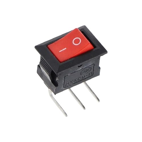 100PCS KCD11 Rocker Switch 10 * 15mm Push Button Switch ON-Off/ON-Off-ON 2 Pins / 3 Pins 3A 250VAC / 6A 125VAC 10x15mm(3Pin L-Type Red)
