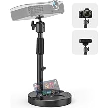Desktop Projector Stand Table, 11" - 17.7" Extendable Height Stand with Heavy-duty Base and 1/4" Ball Head, 360 Rotation Webcams Projector Mount Holder for Home, Office, Outdoor Projection