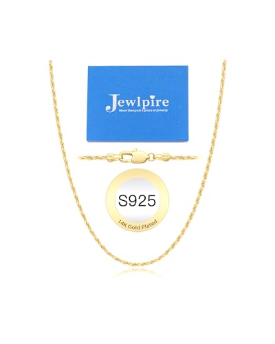 Jewlpire 14K Gold Plated Chain Necklace for Women 2MM Rope Chains 14K Gold Plated Chain for Women Sturdy & Comfortable Womens Chains Necklace 20 Inch