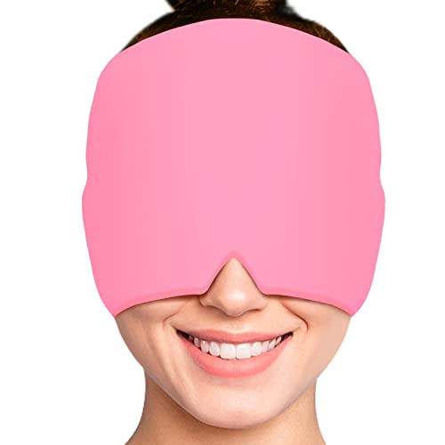 Migraine Ice Head Wrap, Shesangel Migraine Cap For Puffy Eyes, Tension, Sinus & Stress, Comfortable & Stretchy Headache Ice Pack With Hot And Cold Therapy (Pink) #TOP5