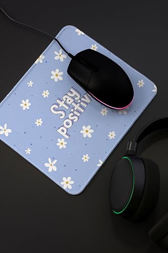 Image of Mouse Pad for Laptop & Desktop | 9x7 Inch Anti-Fray Stitched Edges | Non-Slip Rubber Base | Desk Setup Accessory for Students, Gamers & Professionals (Stay Positive)