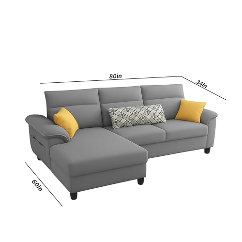 Image of Casaliving Seams LHS 4 Seater L Shape Sofa for Living Room (Dark Grey Fabric) Premium Fabric Sofa